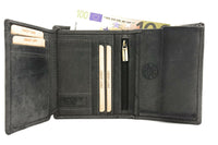 Jockey Club echt Leder Biker Geldbörse Geldbeutel Portemonnaie + 50cm Kette Motor Motorblock mit RFID Schutz grau