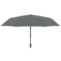 doppler nachhaltiger Regenschirm Nature Taschenschirm sturmsicher bis 100km/h recyceltes Polyester Holzgriff slate grey