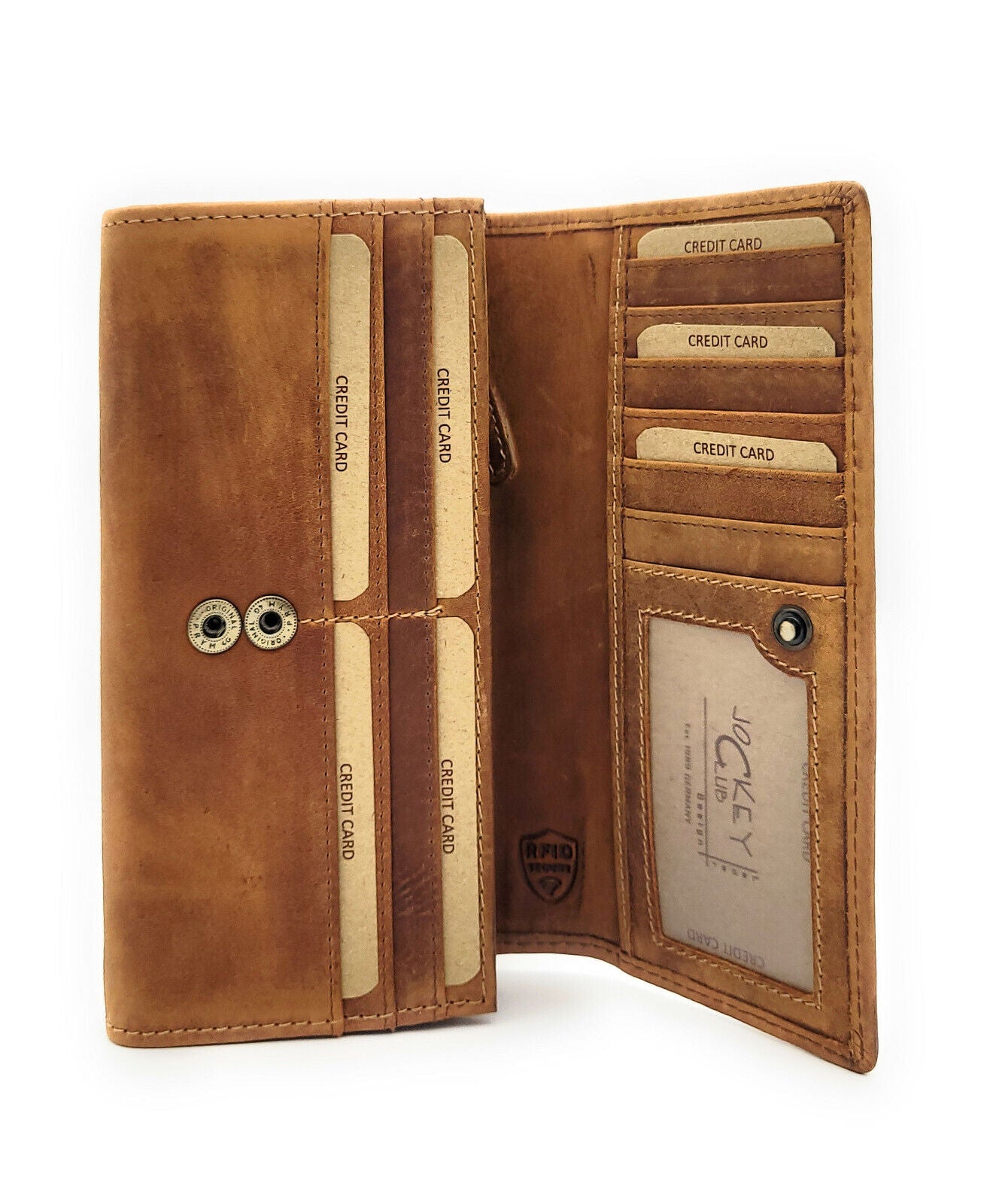 Jockey Club große echt Leder Damen Geldbörse Portemonnaie Toro vintage braun mit RFID Schutz
