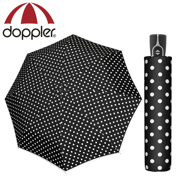 doppler Regenschirm Fiber Magic Taschenschirm sturmsicher 100km/h Black & White Dots