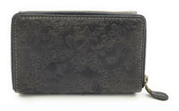 Hill Burry echt Leder Damen Geldbörse Portemonnaie floral RFID NFC Schutz schwarz