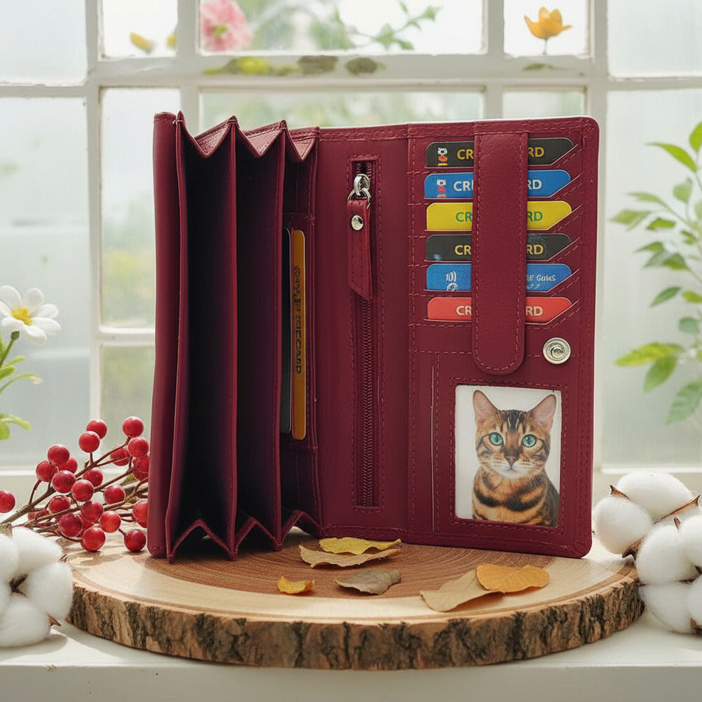 Jockey Club echt Leder Damen Geldbörse Portemonnaie mit RFID Schutz rot