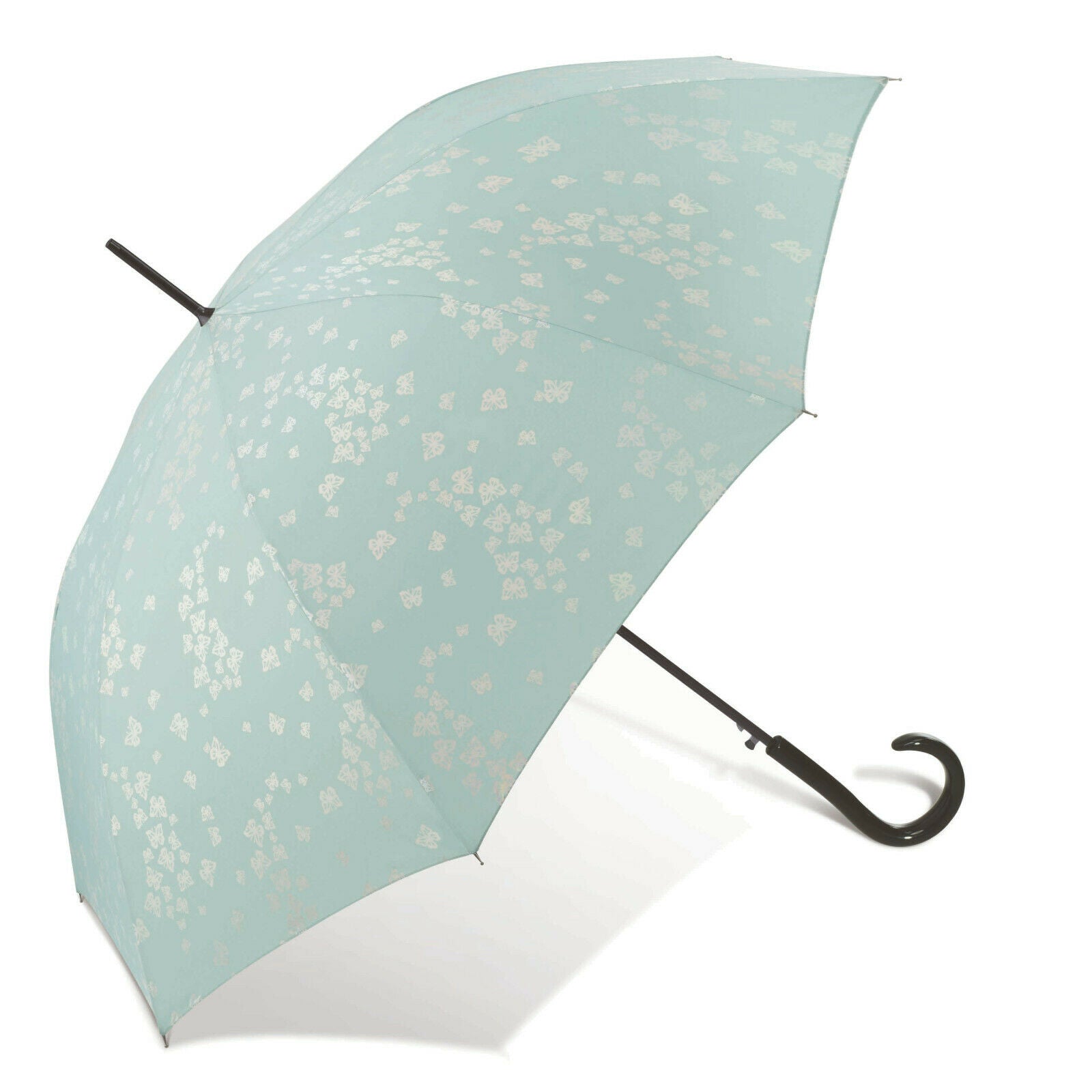 Pierre Cardin Damen Automatik Regenschirm Stockschirm Schmetterlinge Papillion aquifer