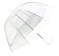 Happy Rain Regenschirm Stockschirm transparent durchsichtig weiß Hochzeit Glockenschirm