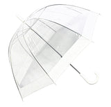 Happy Rain Regenschirm Stockschirm transparent durchsichtig weiß Hochzeit Glockenschirm