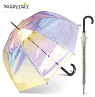 happy rain Regenschirm transparent durchsichtig Automatik Glockenschirm shiny