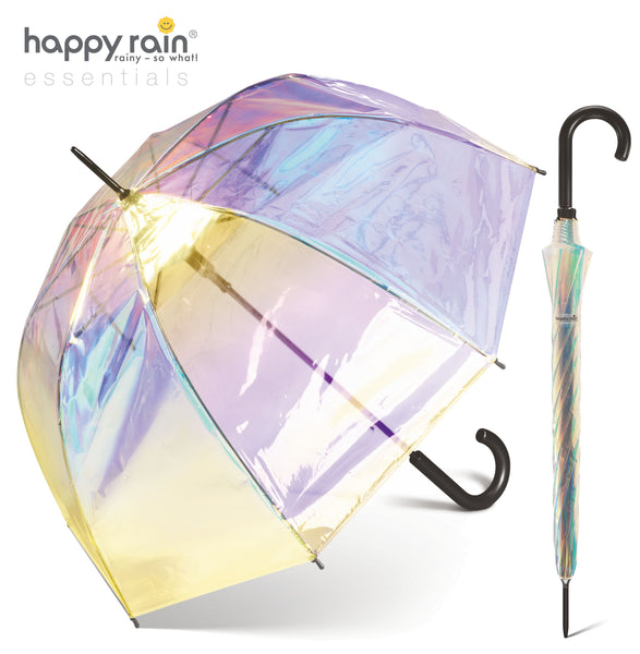 happy rain Regenschirm transparent durchsichtig Automatik Glockenschirm shiny
