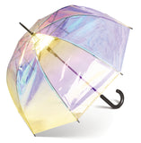 happy rain Regenschirm transparent durchsichtig Automatik Glockenschirm shiny