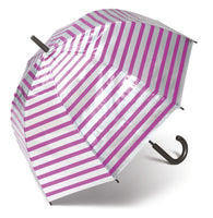 happy rain Regenschirm Metallic Stripes Automatik Glockenschirm Stockschirm glänzend pink silber