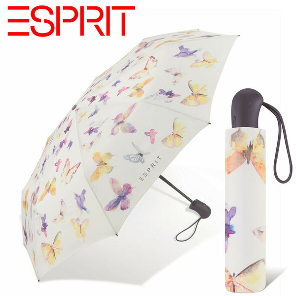 Esprit Regenschirm Taschenschirm Easymatic Auf-Zu Automatik Schmetterlinge