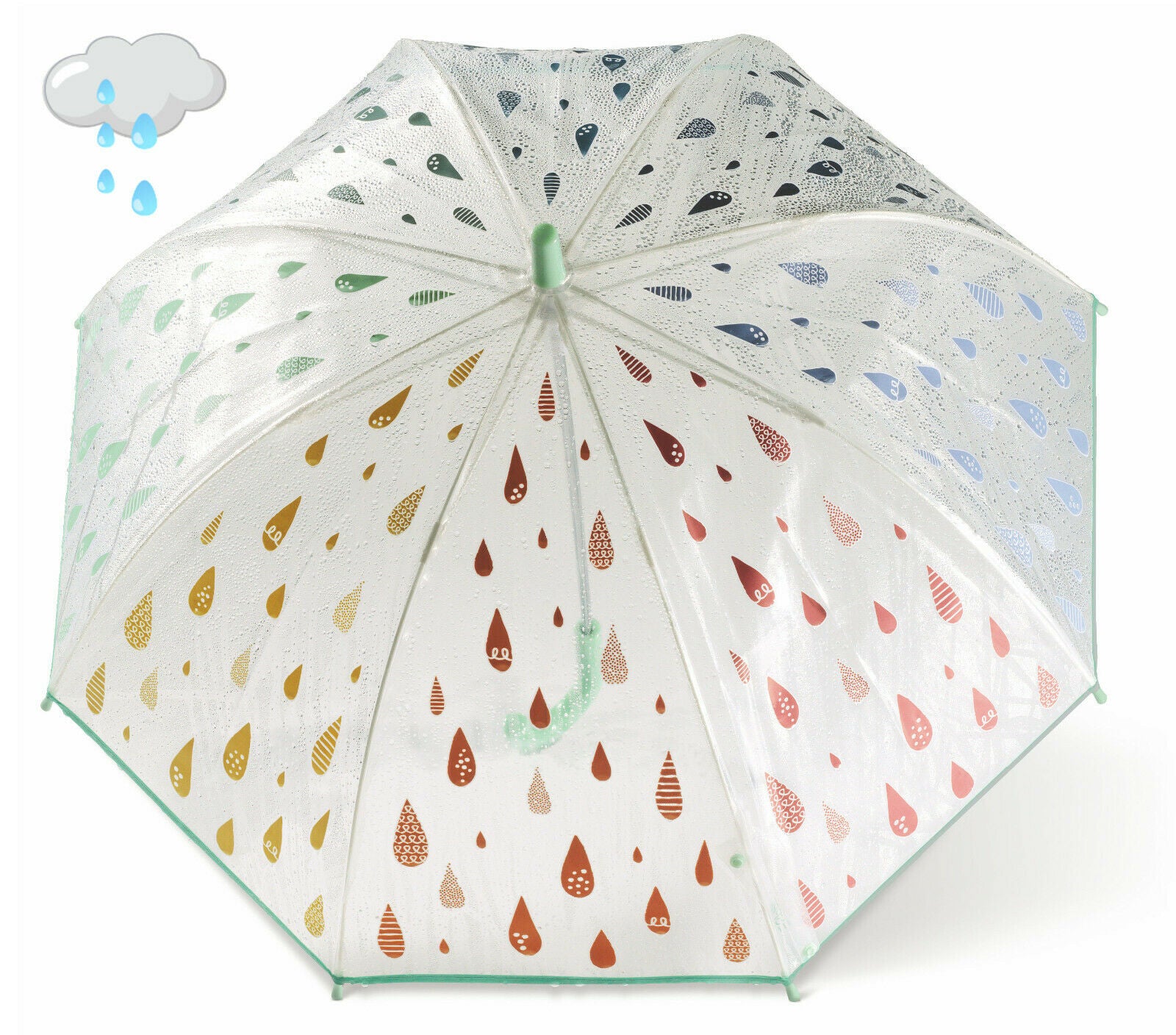 Esprit Kinder Regenschirm Stockschirm transparent / durchsichtig mit Farbwechsel, ändert Farbe bei Nässe