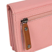 Mustang echt Leder Damen Geldbörse Portemonnaie mit RFID Schutz pink rosé