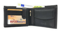 echt Leder Geldbörse Portemonnaie Geldbeutel mit RFID NFC Schutz Rindleder schwarz