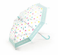 happy rain Kinder Regenschirm Stockschirm transparent durchsichtig Punkte Mädchen Jungen klein