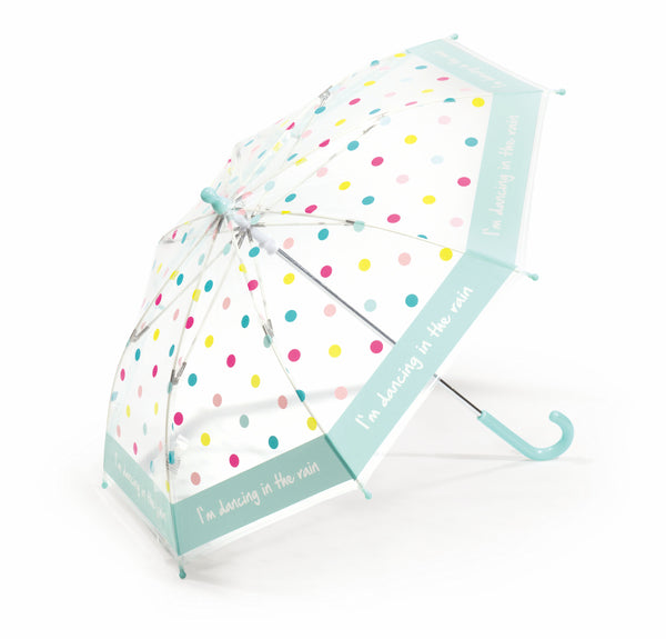 happy rain Kinder Regenschirm Stockschirm transparent durchsichtig Punkte Mädchen Jungen klein
