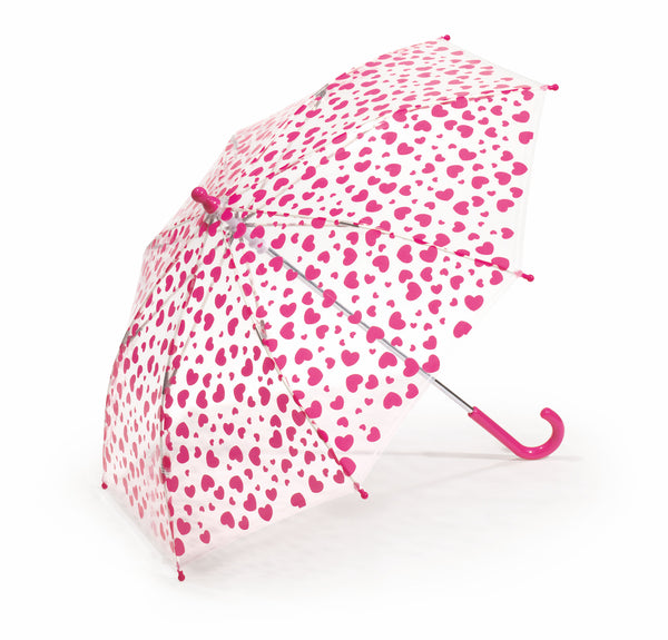happy rain Kinder Regenschirm Stockschirm transparent durchsichtig Herzen Mädchen klein