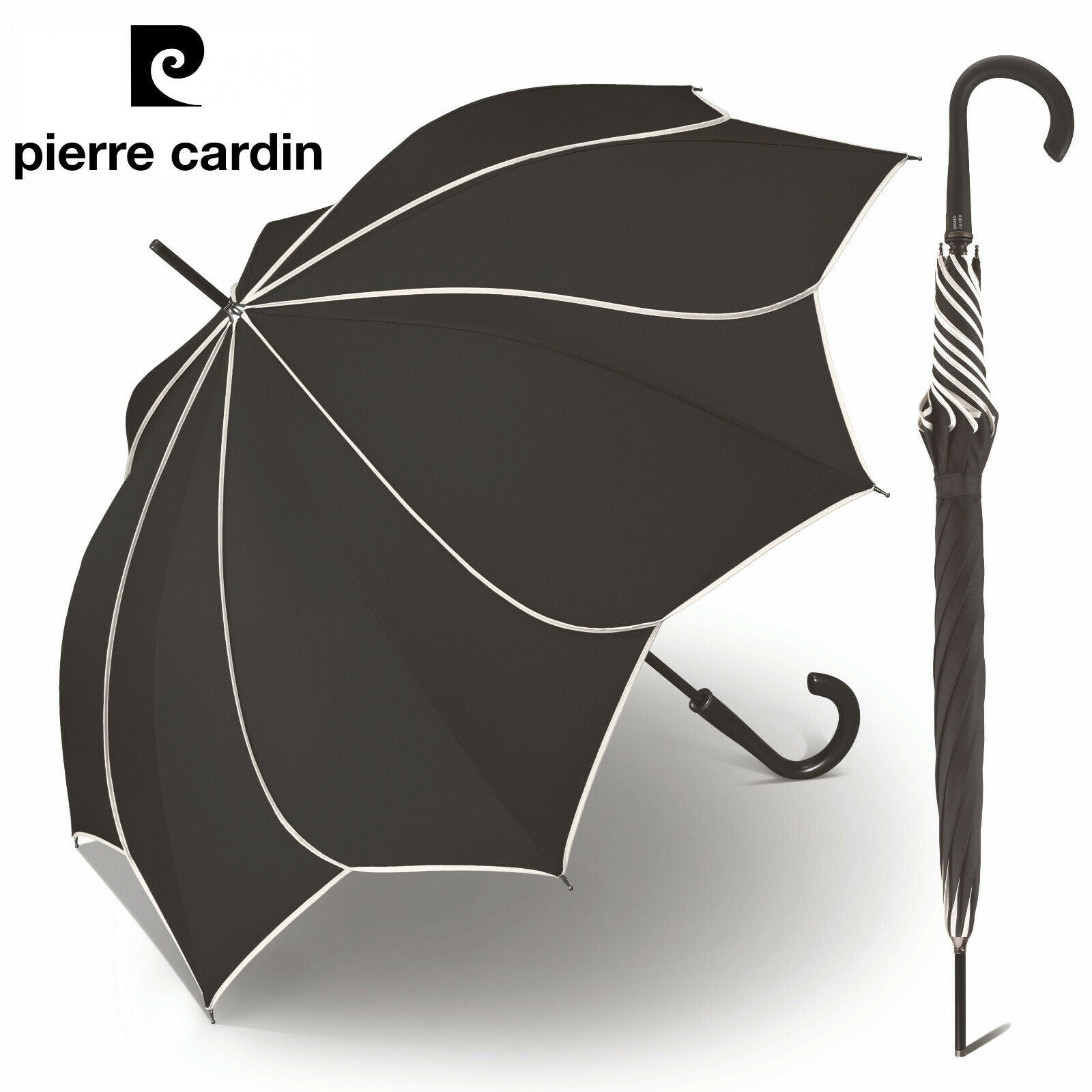 pierre cardin Regenschirm Stockschirm Automatik Sunflower Blütendach black white