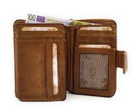 Jockey Club echt Leder Geldbörse Portemonnaie Vintage Style Shabby Chic Used Look mit RFID Schutz braun