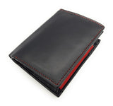 Lemasi Geldbörse Portemonnaie Geldbeutel aus Nappaleder 9 Kartenfächer schwarz rot