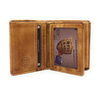 Jockey Club echt Leder Mini Geldbörse Portemonnaie Vintage mit RFID Schutz cognac braun