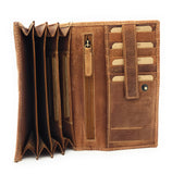 Jockey Club echt Leder Damen Geldbörse lang Hunterleder Jockey Club Toro vintage cognac braun mit RFID Schutz