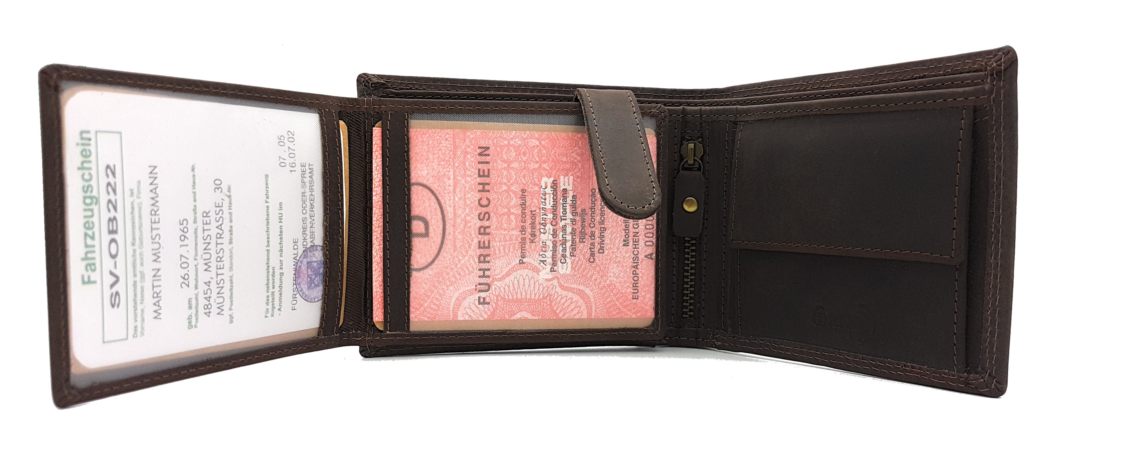 Jockey Club Basic echt Büffel Voll-Leder Geldbörse für Männer, naturbelassenes Hunterleder Portemonnaie Traktor mit RFID NFC Schutz