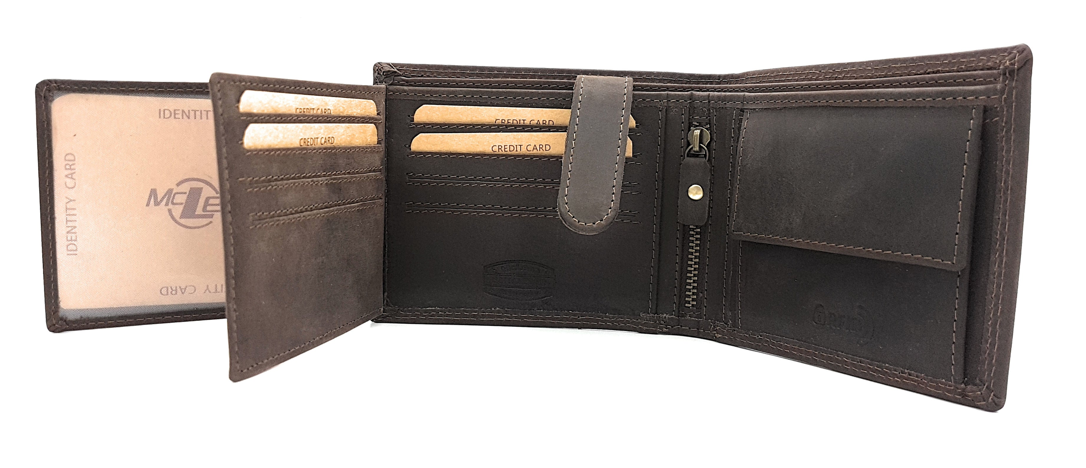 Jockey Club Basic echt Büffel Voll-Leder Geldbörse für Männer, naturbelassenes Hunterleder Portemonnaie Traktor mit RFID NFC Schutz