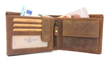 echt Büffel Voll-Leder Geldbörse für Männer, naturbelassenes Hunterleder Portemonnaie Traktor mit RFID NFC Schutz