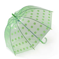 Regenschirm transparent durchsichtig Glockenschirm big dots happy rain grün