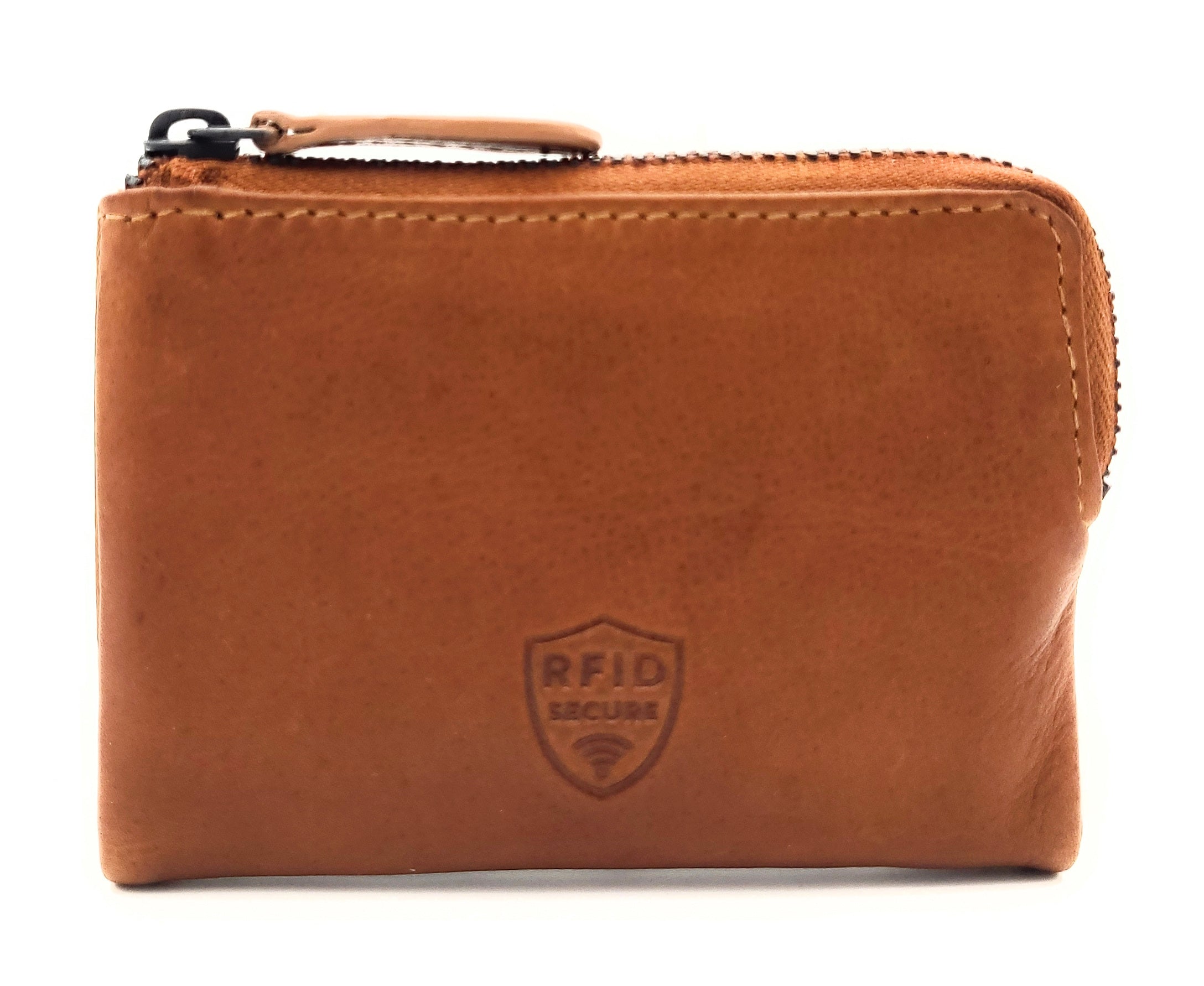 Jockey Club echt Leder Mini Geldbörse Portemonnaie Vintage RFID Schutz cognac