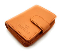Mustang echt Leder Damen Mini Geldbörse Portemonnaie Urlaubsbörse mit RFID Schutz orange