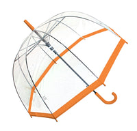 Regenschirm transparent durchsichtig Automatik Stockschirm Glockenschirm orange
