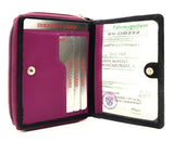 Jockey Club echt Leder Damen Geldbörse Portemonnaie mit RFID Schutz schwarz pink