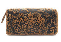 Jockey Club echt Leder Damen Reißverschluss Geldbörse Portemonnaie mit RFID Schutz cognac braun