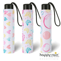happy rain Regenschirm Taschenschirm Hochzeit Watercolors Herzen Schmetterlinge Bubbles
