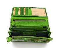 Hill Burry echt Leder Damen Geldbörse Portemonnaie floral mit RFID NFC Schutz grün