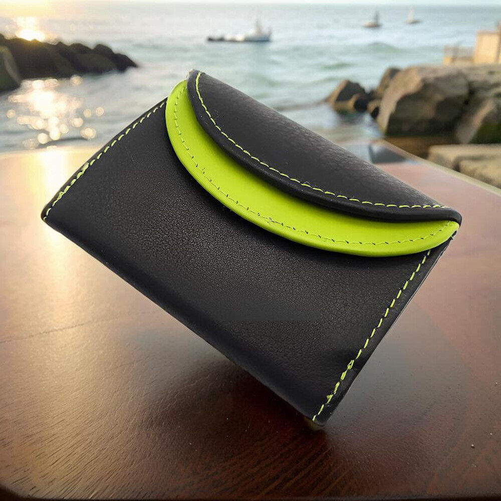 Jockey Club echt Leder Mini Geldbörse Wickelbörse Urlaubsbörse mit RFID Schutz schwarz apfel