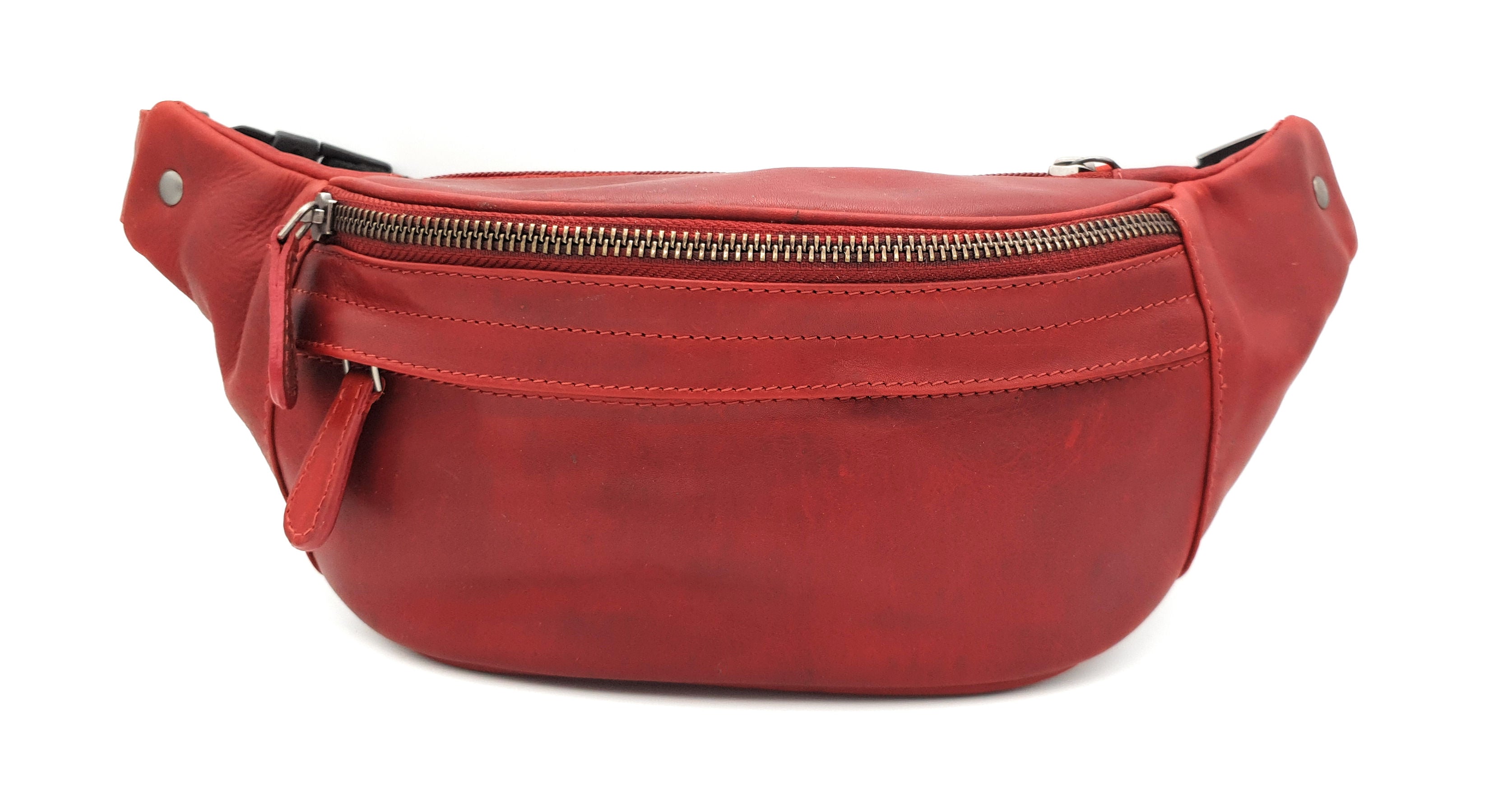 Jockey Club echt Leder Gürteltasche Hüfttasche Bauchtasche Vintage Sauvage-Rindleder rot