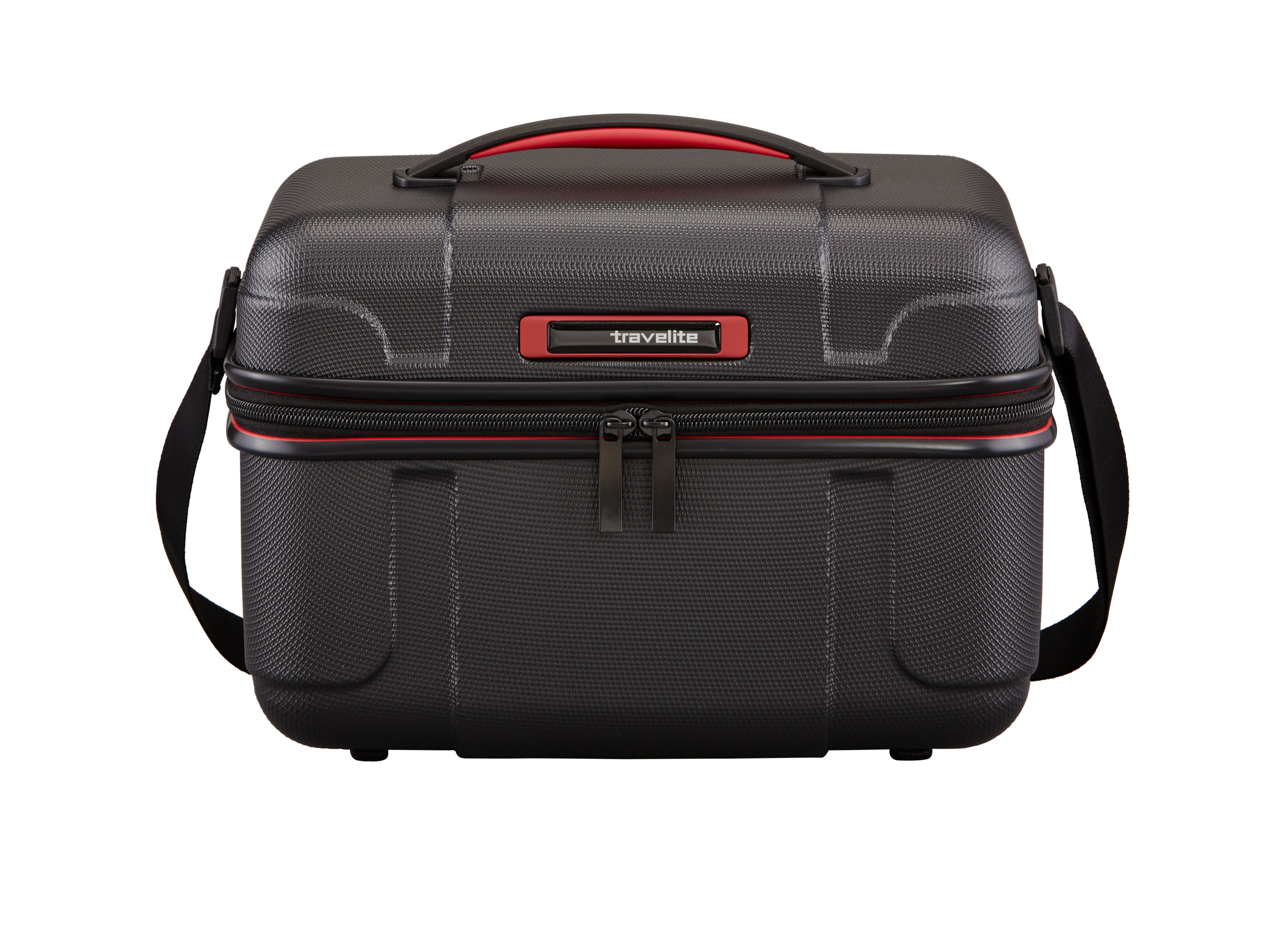 Travelite Vector Beautycase Kosmetikkoffer Bordkoffer Handgepäck schwarz-rot