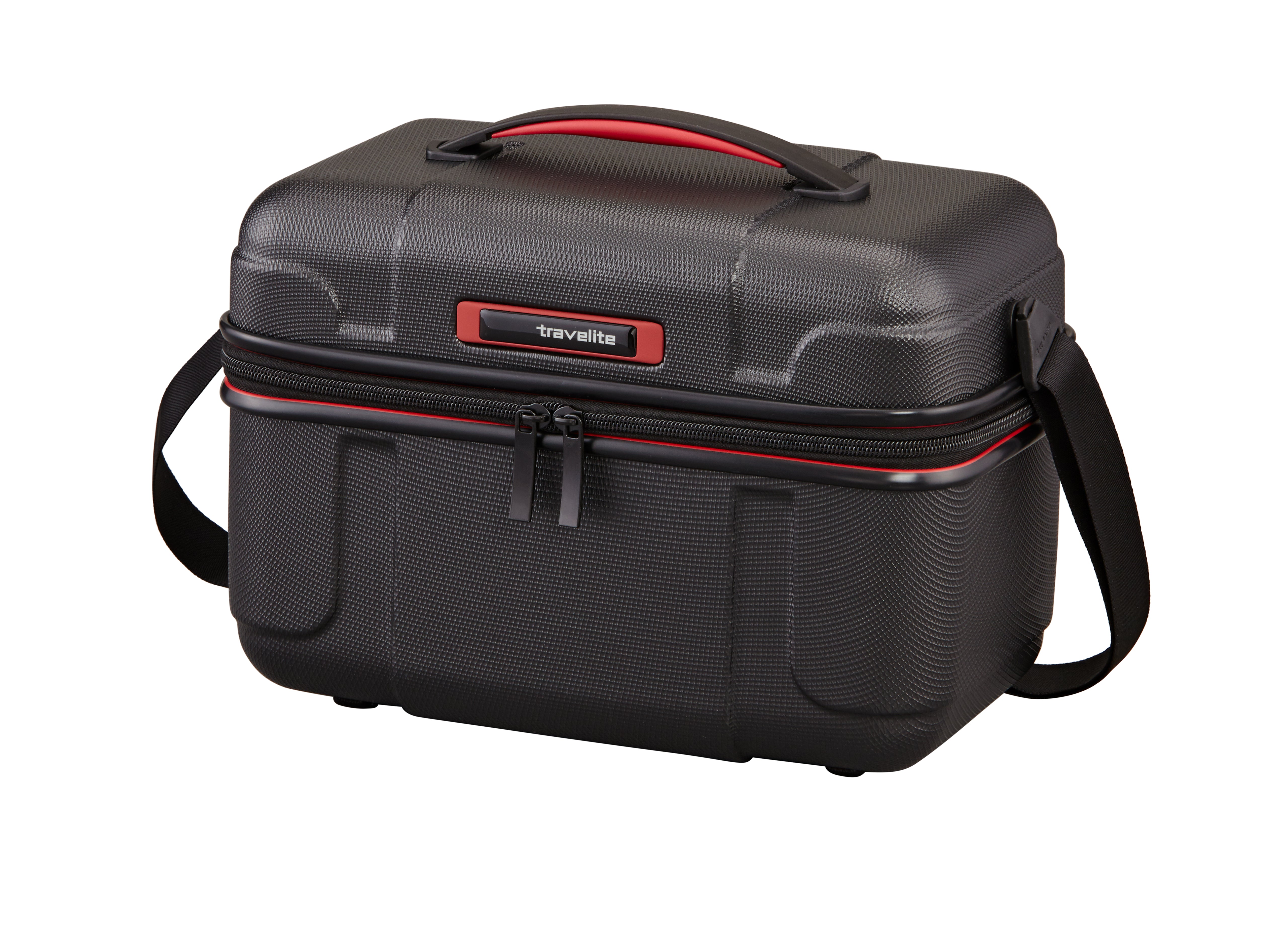 Travelite Vector Beautycase Kosmetikkoffer Bordkoffer Handgepäck schwarz-rot