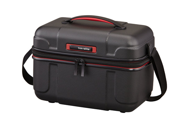 Travelite Vector Beautycase Kosmetikkoffer Bordkoffer Handgepäck schwarz-rot