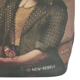 New Rebels Mart Art Roll Up Kurier Rucksack New York Milkmaid mit Joint rauchendem Milchmädchen und Cannabisblatt, wasserabweisend, Laptopfach