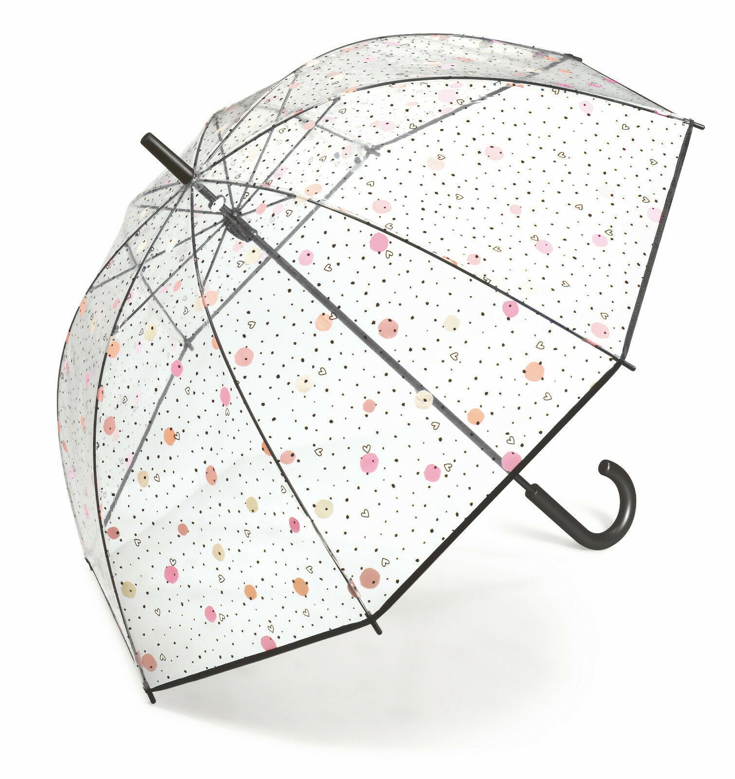 Regenschirm transparent durchsichtig Glockenschirm dots & hearts happy rain