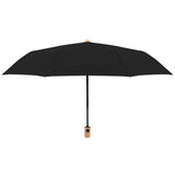 doppler nachhaltiger Regenschirm Nature Taschenschirm sturmsicher bis 100km/h recyceltes Polyester Holzgriff deep black