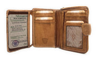 Jockey Club echt Leder Geldbörse Portemonnaie Vintage Style Shabby Chic Used Look mit RFID Schutz braun