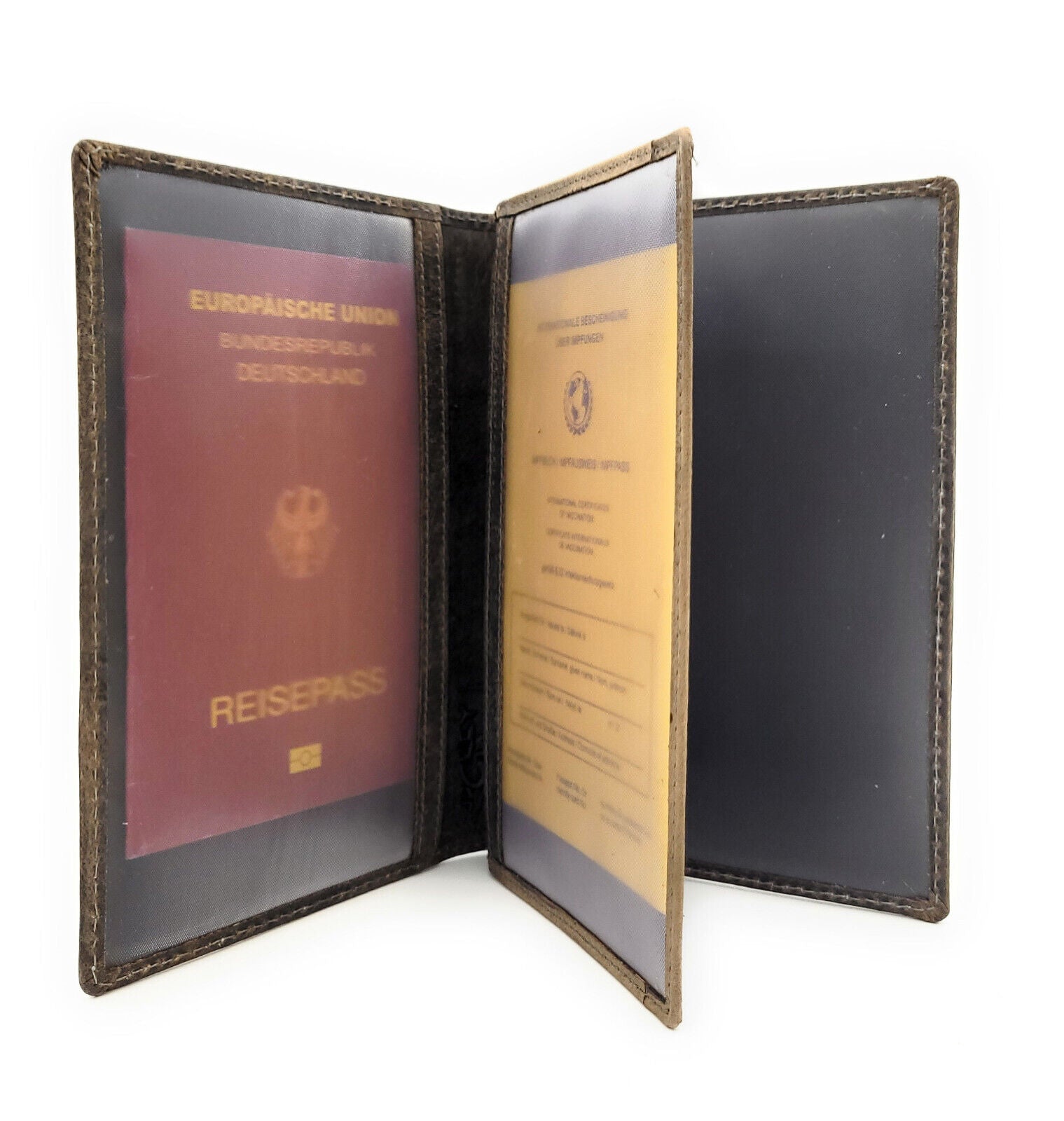 Jockey Club echt Leder Passhülle Etui Hülle Dokumenten Mappe Hunterleder Hirsch quattro  grau