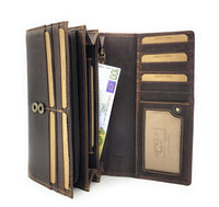 Jockey Club große echt Leder Damen Geldbörse Portemonnaie Toro vintage braun mit RFID Schutz