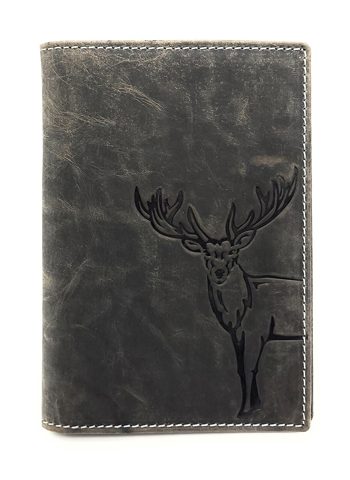 Jockey Club echt Leder Passhülle Etui Hülle Dokumenten Mappe Hunterleder Hirsch quattro  grau