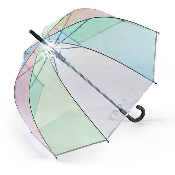 Esprit Automatik Regenschirm Glockenschirm durchsichtig transparent rainbow schwarz