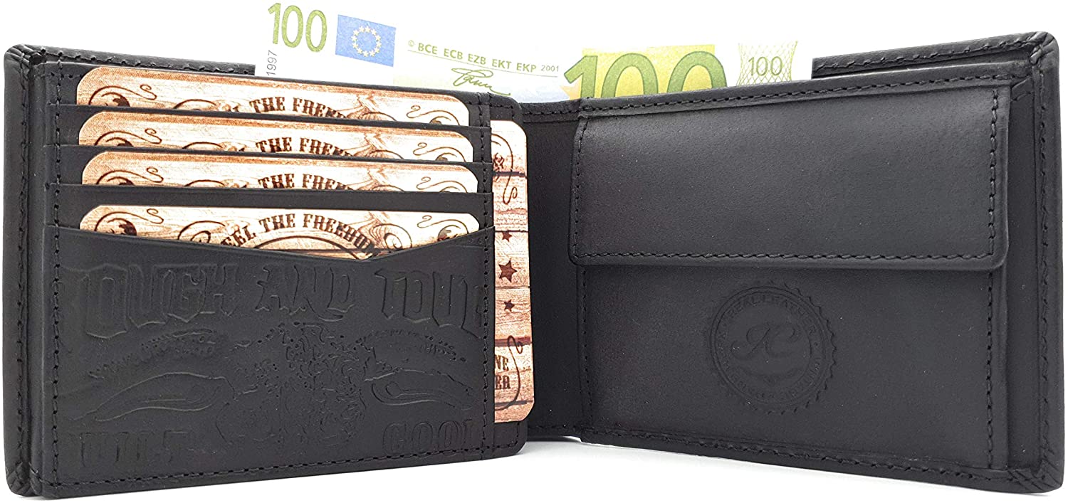 Jockey Club echt Leder Geldbörse Geldbeutel Portemonnaie Rough & Tough mit RFID Schutz black